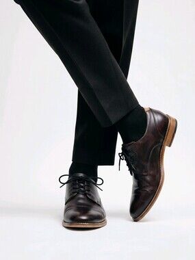 J Shoes Handcrafted Mens William Brown Leather Oxfords Dress Shoes Sz 11.5